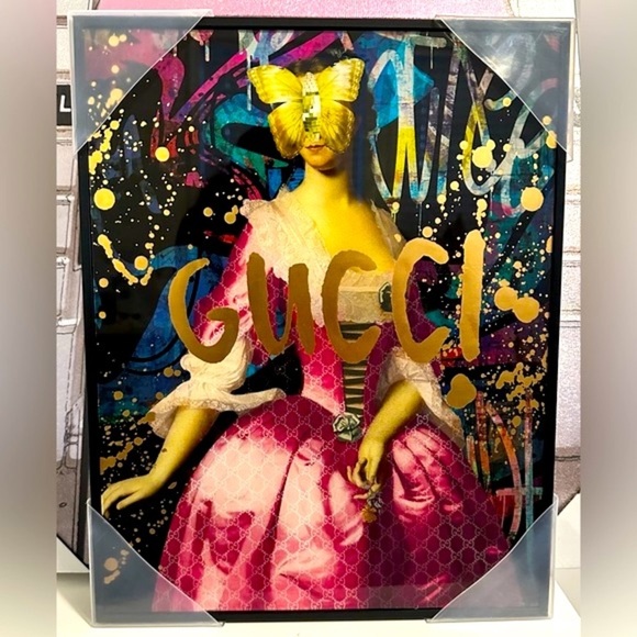 ✨NWT GUCCI ARTWORK GUCCI ART LUX ART GUCCI BUTTERFLY GUCCI PINK DRESS✨ - Picture 1 of 3